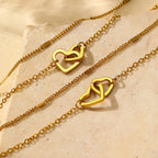 Parure collier et bracelet cœurs entrelacés