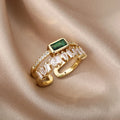 Bague double rangée diamants baguette