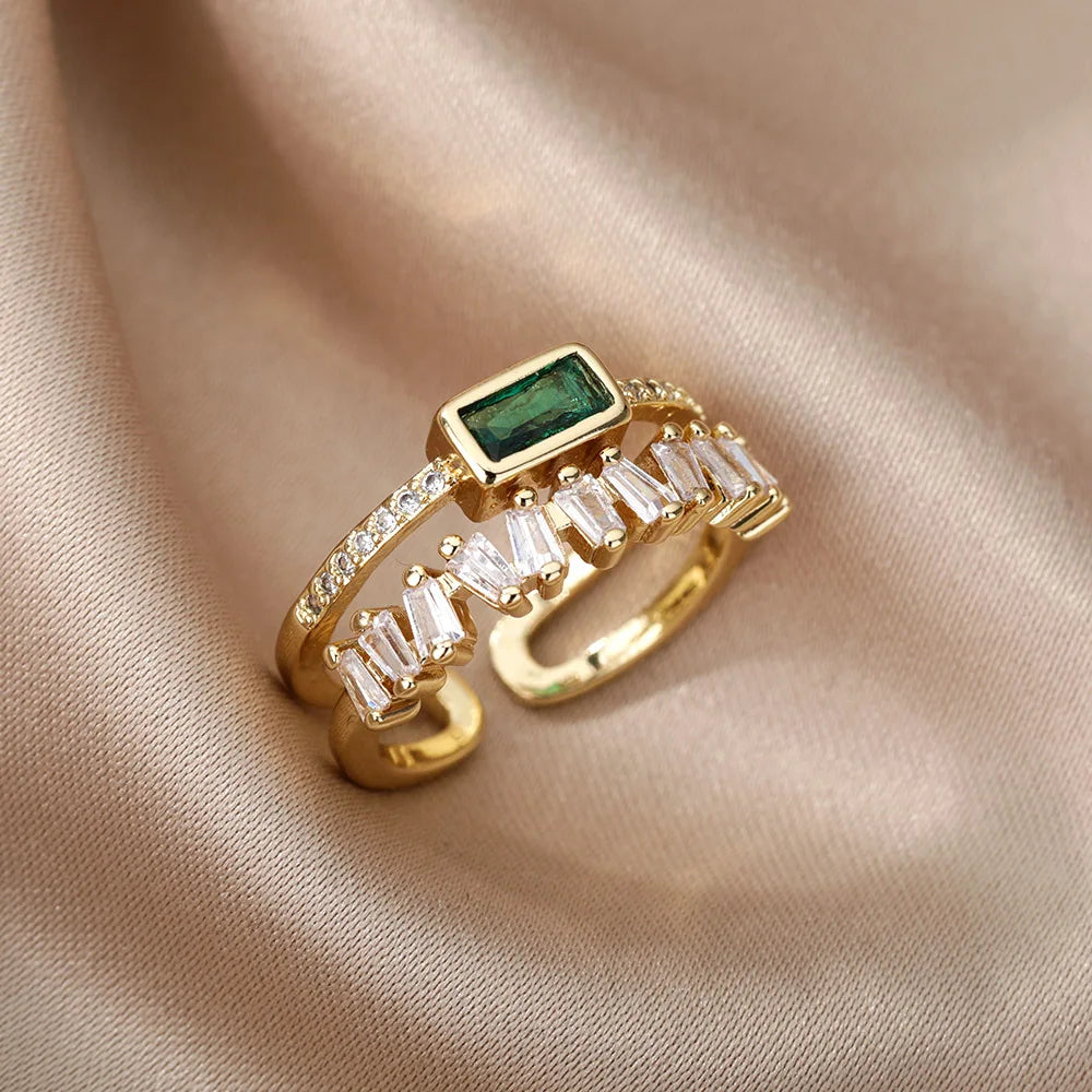 Bague double rangée diamants baguette