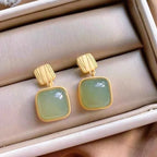 Boucles d'oreilles carrées géométriques en jade