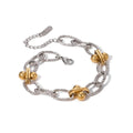 Bracelet élégant bicolore en argent texturé