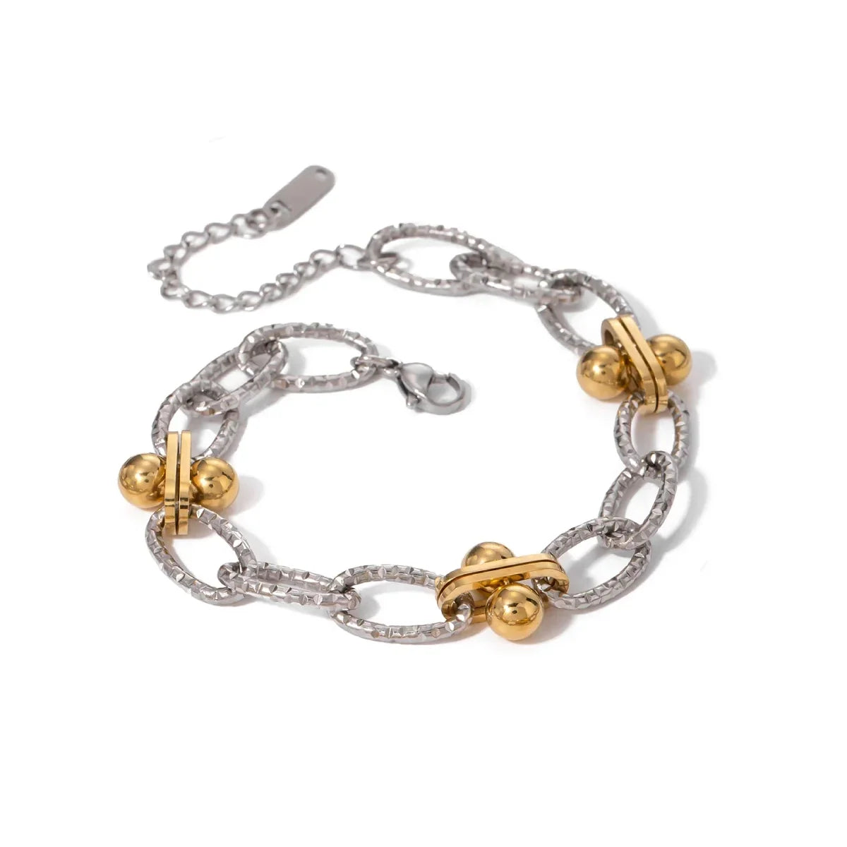 Bracelet élégant bicolore en argent texturé