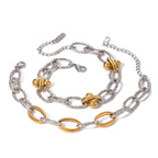 Bracelet élégant bicolore en argent texturé
