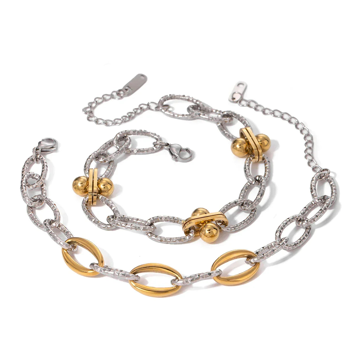 Bracelet élégant bicolore en argent texturé