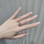 Bague étincelante motif soleil et lune