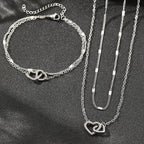 Parure collier et bracelet cœurs entrelacés