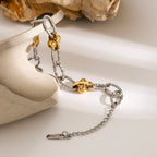 Bracelet élégant bicolore en argent texturé