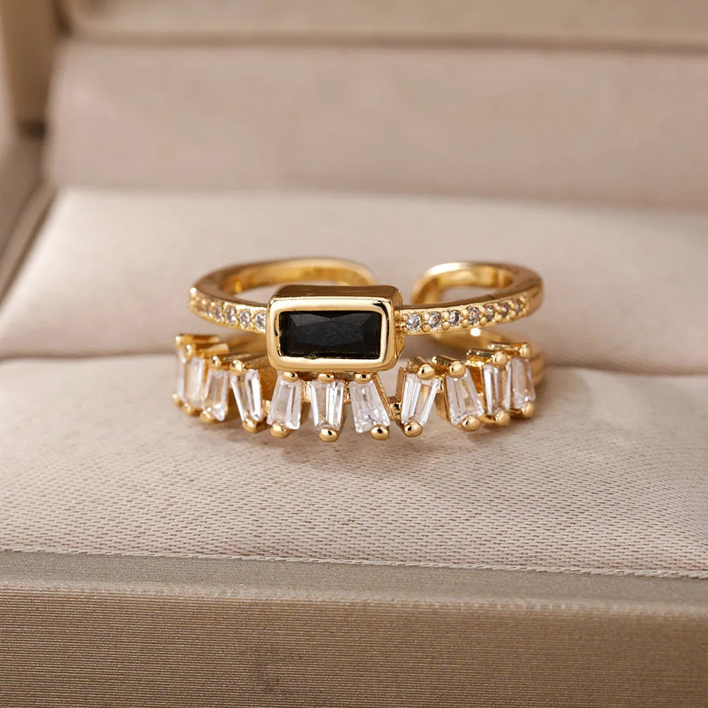 Bague double rangée diamants baguette