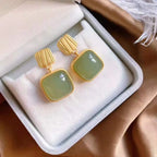 Boucles d'oreilles carrées géométriques en jade