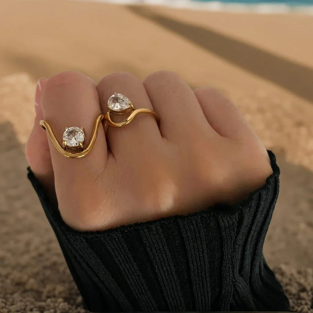 Bague torsadée irrégulière diamant 18k