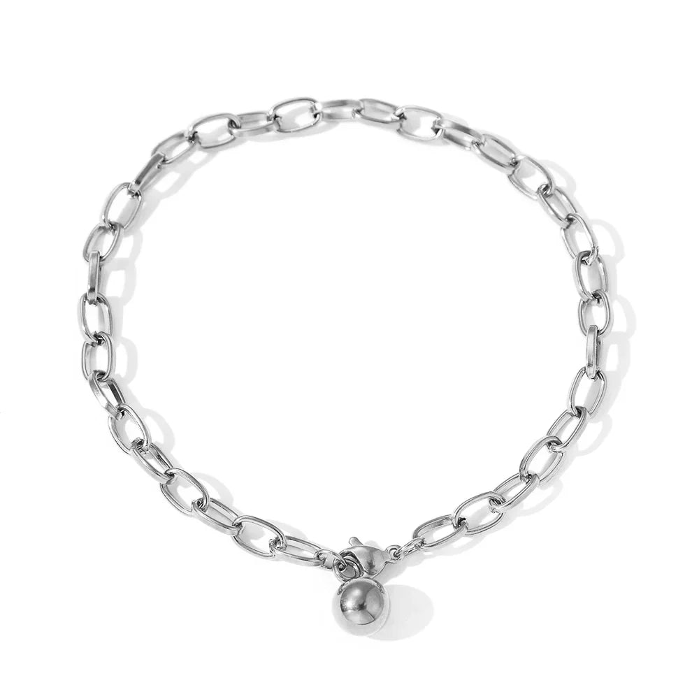 Bracelet à maillons trombone avec boule