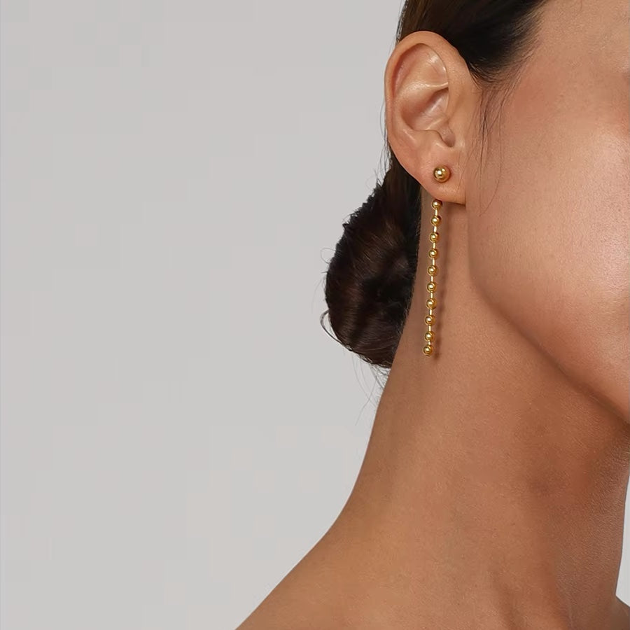 Boucles d'oreilles pompons perles dorées