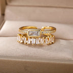 Bague double rangée diamants baguette
