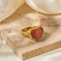 Bague cœur en pierre rose