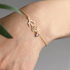 Bracelet chaîne fleur de naissance et pierre de naissance