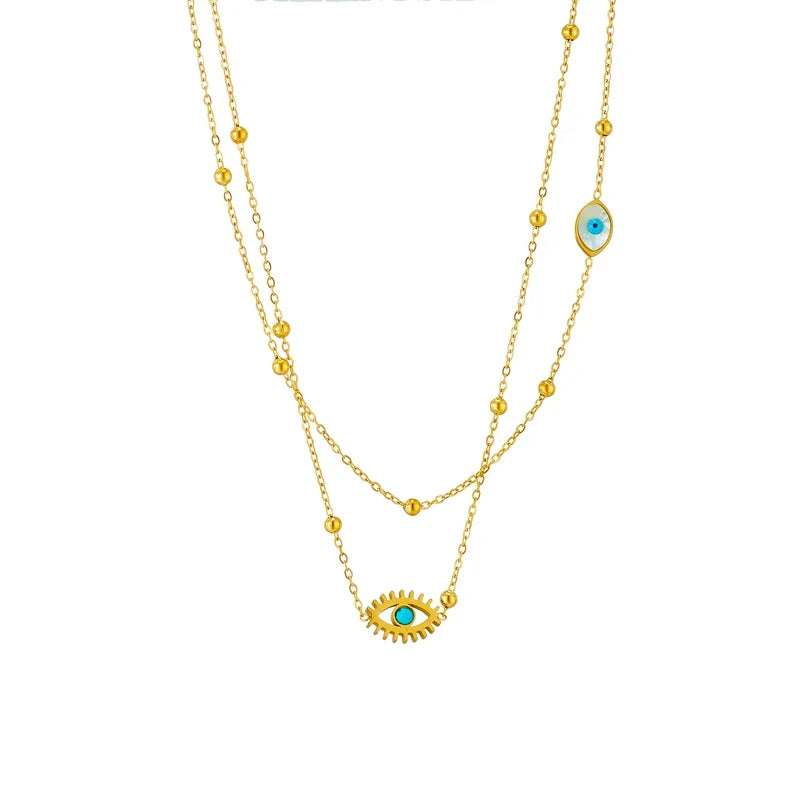 Stack de colliers Dainty Satellite Chain Evil Eye