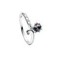 Bague étincelante motif soleil et lune
