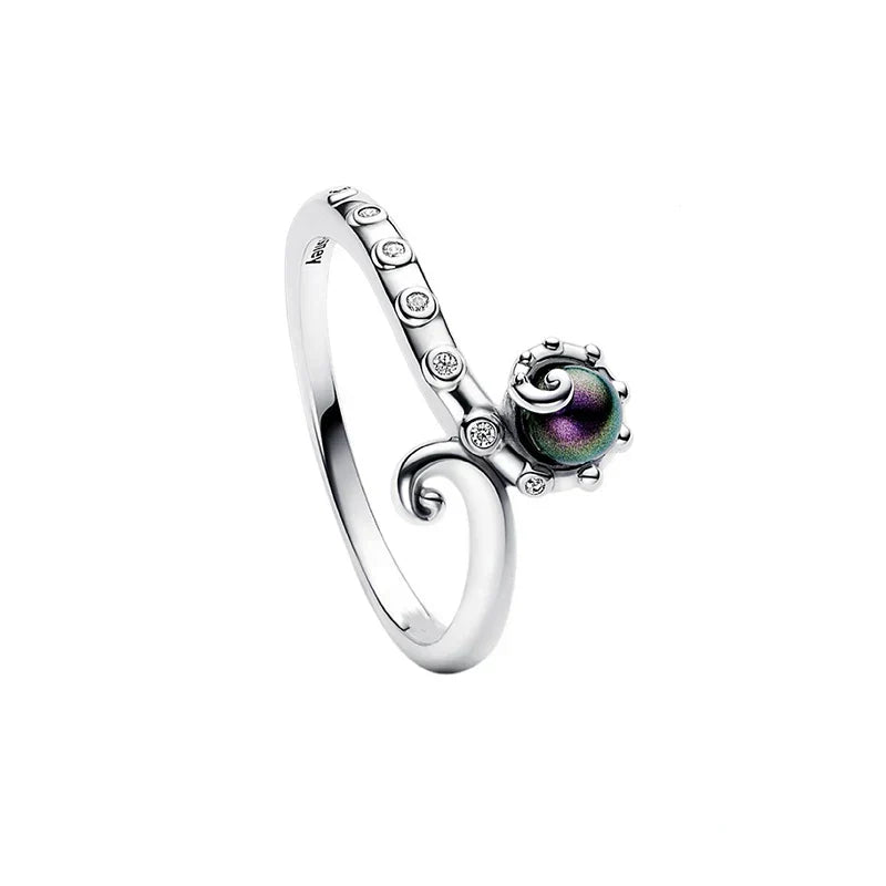 Bague étincelante motif soleil et lune