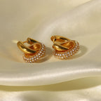 Boucles d'oreilles pendantes huggie diamant 18k