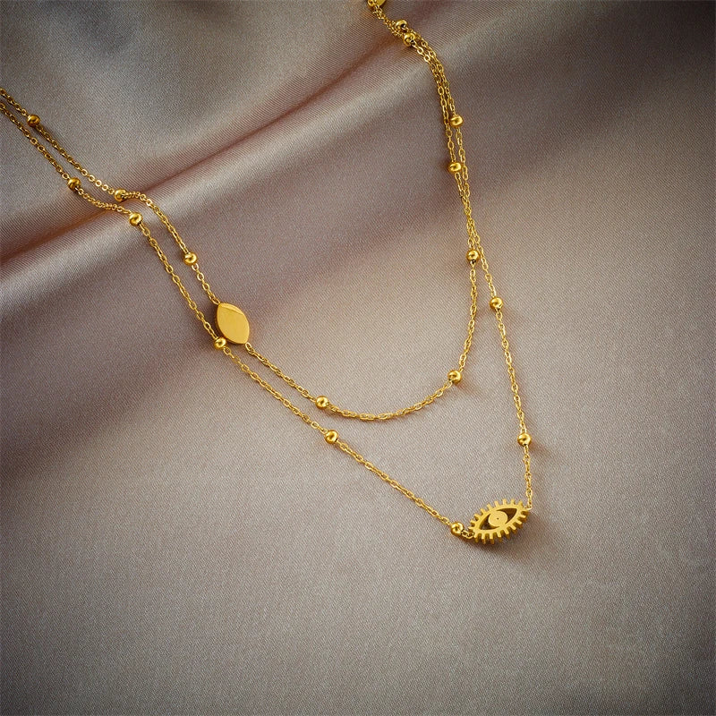 Stack de colliers Dainty Satellite Chain Evil Eye
