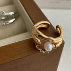 Bague Perle Vintage Superposée S925