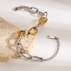 Bracelet élégant bicolore en argent texturé