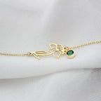 Bracelet chaîne fleur de naissance et pierre de naissance