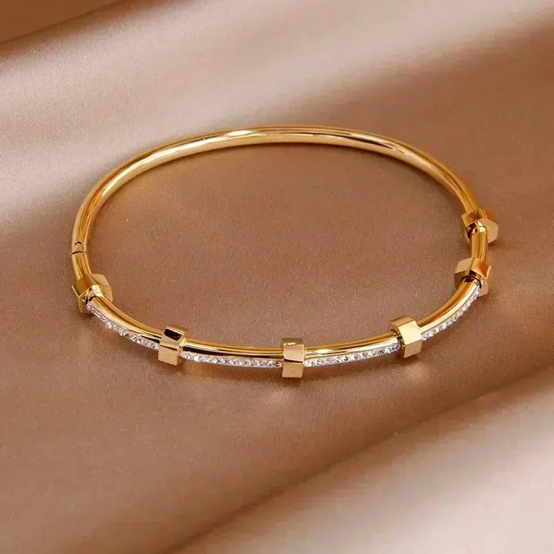 Bracelet jonc hexagonal diamanté