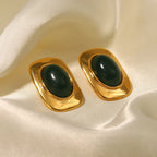 Boucles d'oreilles rectangle opale verte 18k