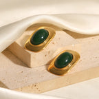 Boucles d'oreilles rectangle opale verte 18k