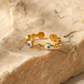 Bague fine ajustable œil porte-bonheur avec diamants