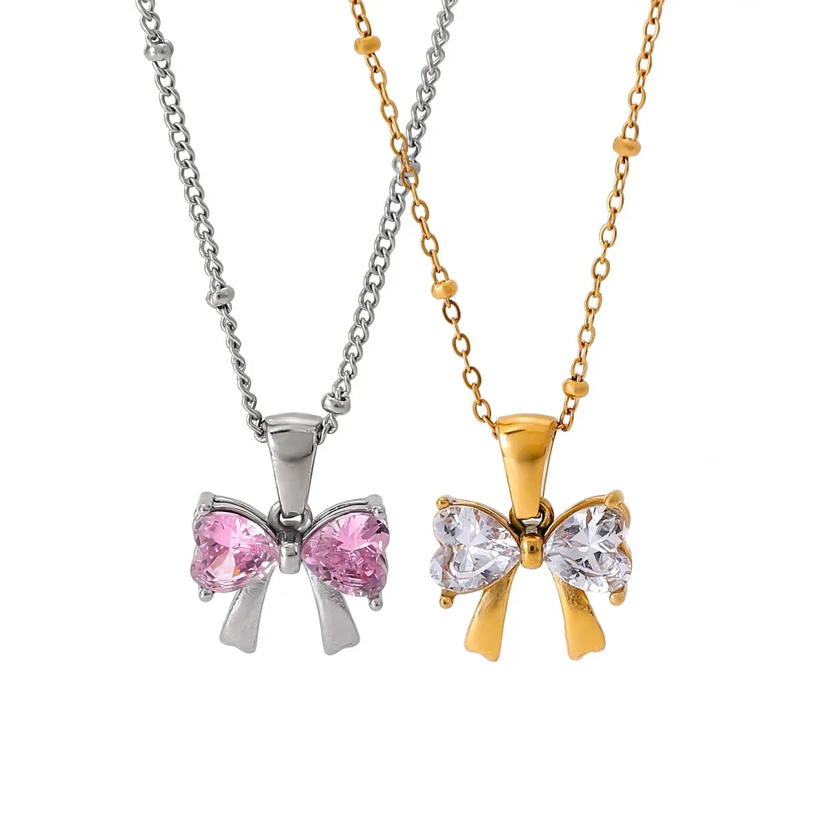 Collier nœud féminin délicat avec diamants