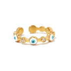 Bague fine ajustable œil porte-bonheur avec diamants