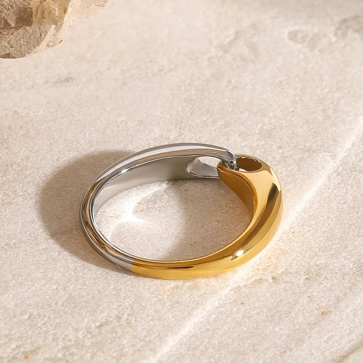Bague maillons bicolore