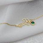 Bracelet chaîne fleur de naissance et pierre de naissance