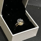 Bague étincelante motif soleil et lune