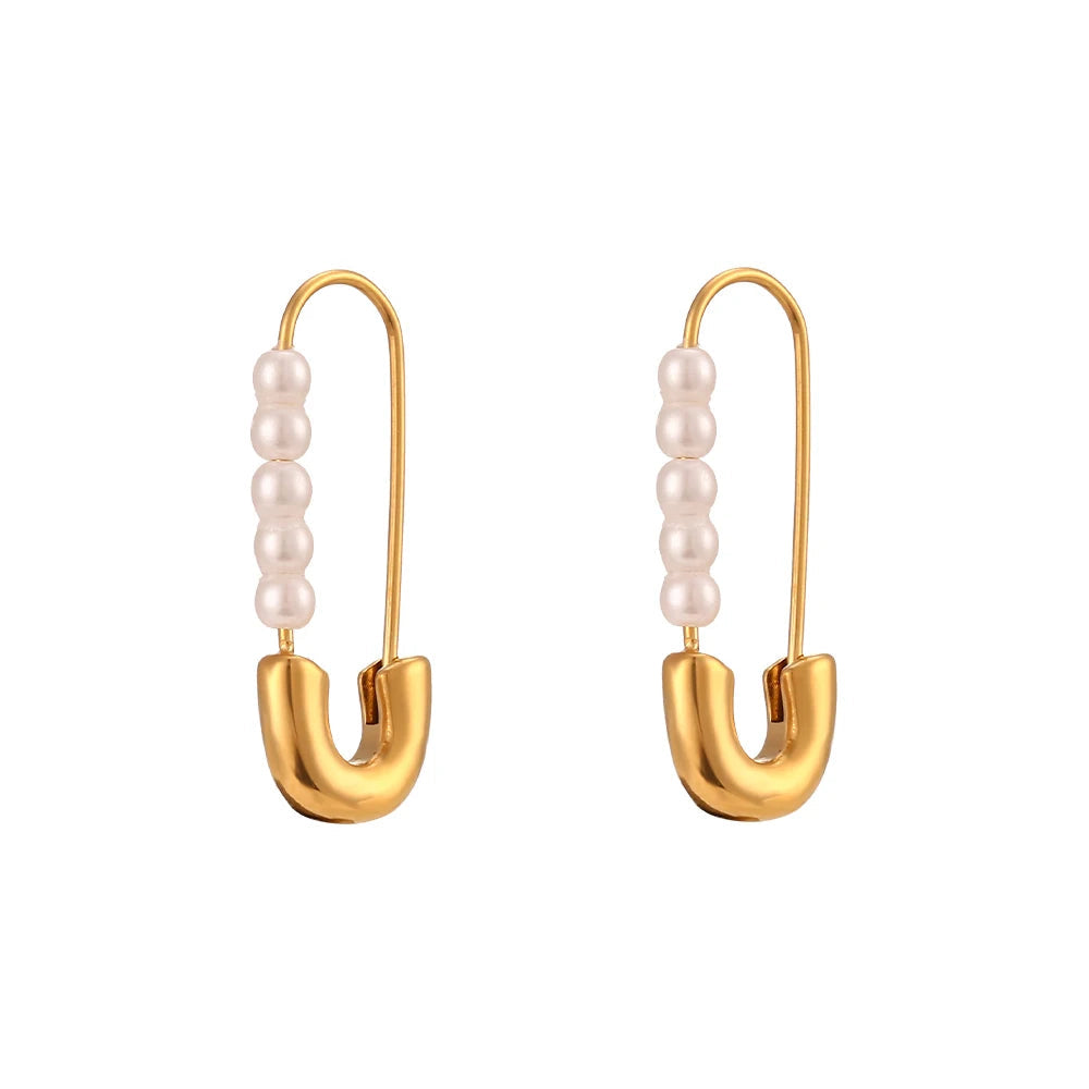 Boucles d'oreilles épingle à nourrice perle 18k