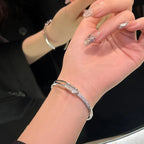 Bracelet ouvert en argent sterling 925 avec zircone