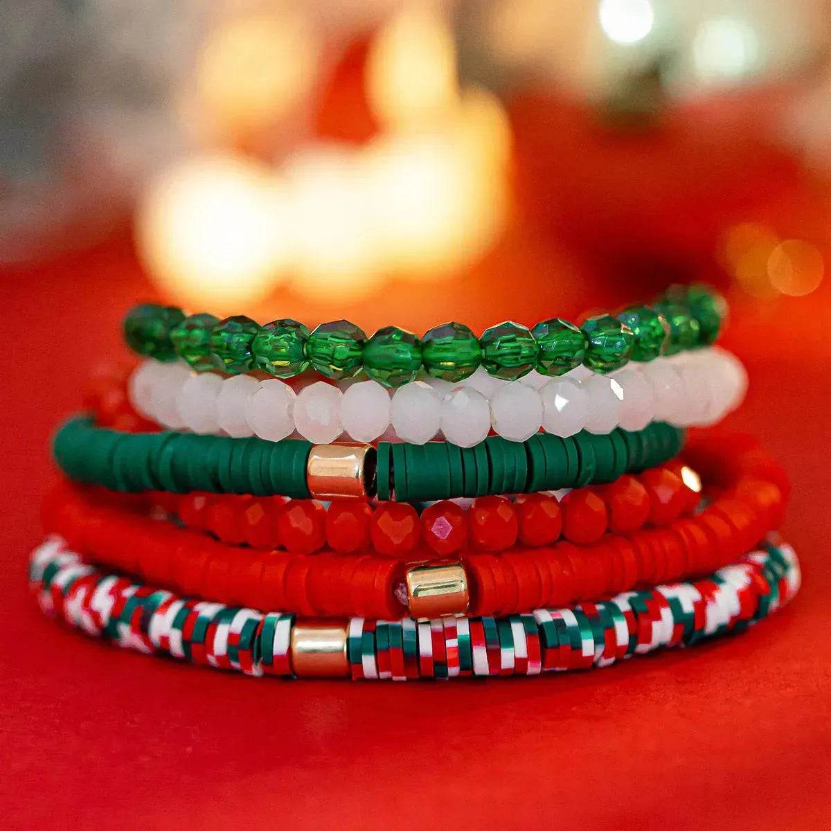 Ensemble de bracelets de Noël en pâte polymère