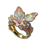 Bague fleur papillon ajustable