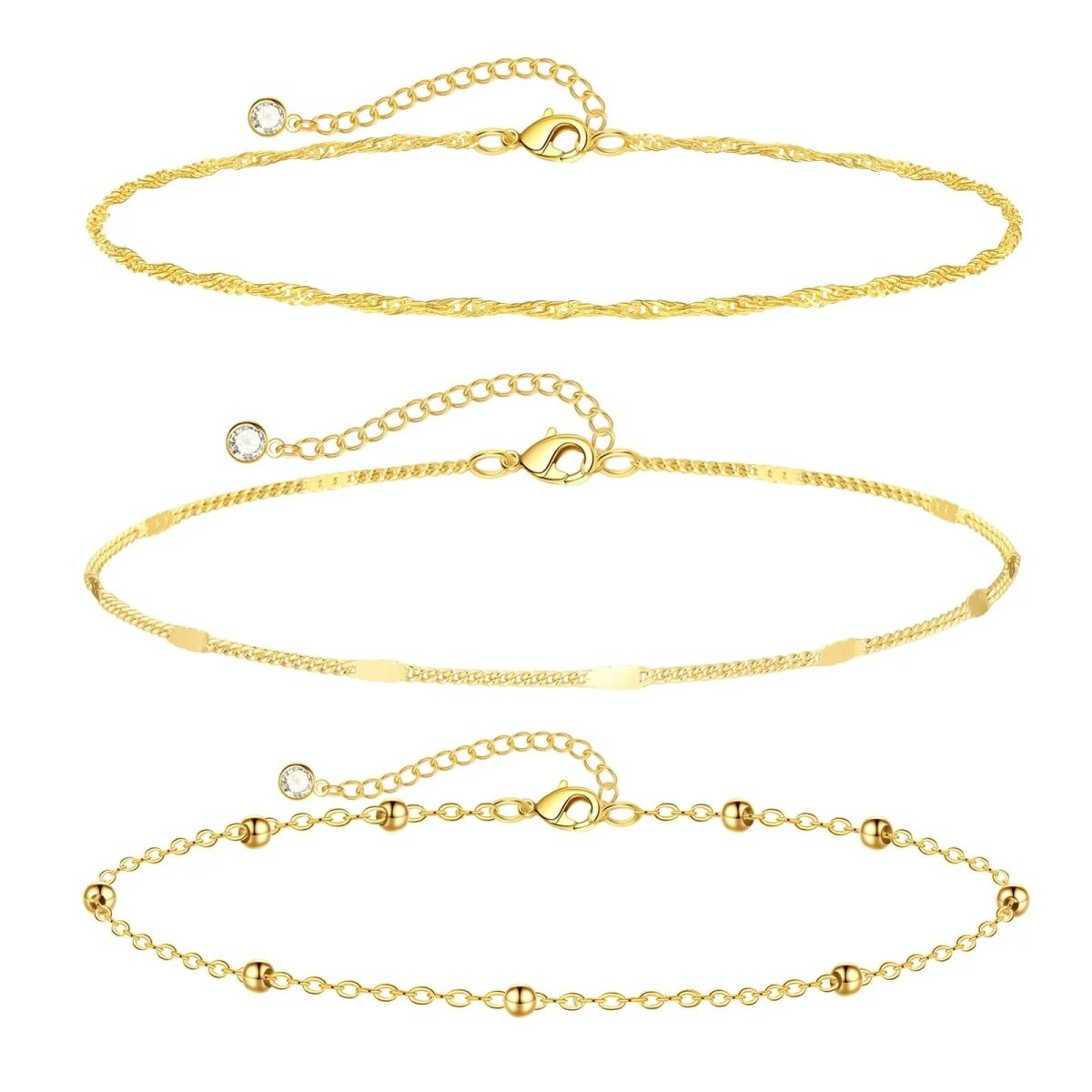 Bracelet de cheville superposé en corde torsadée avec perles