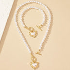 Parure 2 pièces collier et bracelet perles cœur
