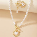 Parure 2 pièces collier et bracelet perles cœur