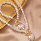 Parure 2 pièces collier et bracelet perles cœur