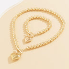Parure 2 pièces collier et bracelet perles cœur