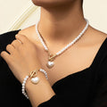 Parure 2 pièces collier et bracelet perles cœur