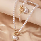 Parure 2 pièces collier et bracelet perles cœur