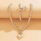 Parure 2 pièces collier et bracelet perles cœur