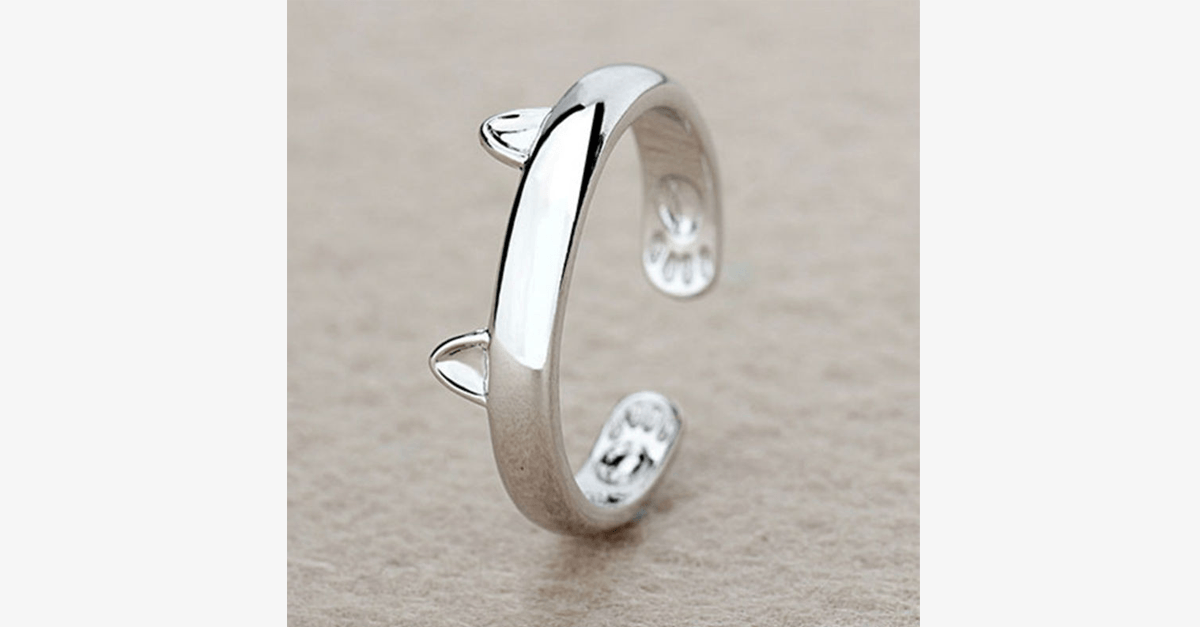 Bague chat en acier inoxydable