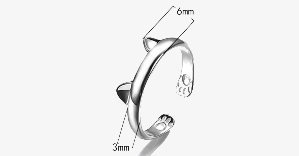 Bague chat en acier inoxydable